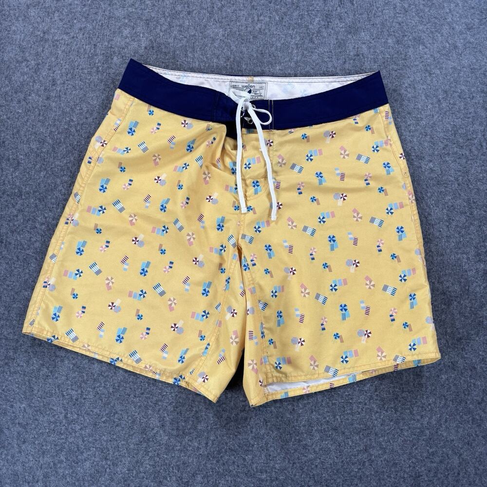 Wellen Mens 34 Board Shorts Yellow Beach Umbrella Print Swim Trunks Huckberry